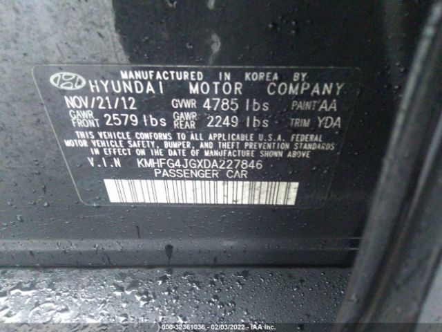 Photo 8 VIN: KMHFG4JGXDA227846 - HYUNDAI AZERA 