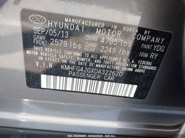 Photo 8 VIN: KMHFG4JGXDA322620 - HYUNDAI AZERA 