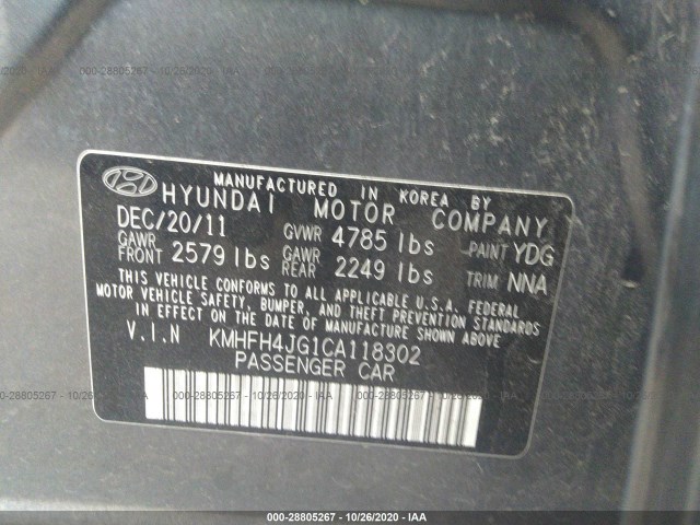 Photo 8 VIN: KMHFH4JG1CA118302 - HYUNDAI AZERA 