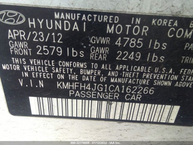 Photo 8 VIN: KMHFH4JG1CA162266 - HYUNDAI AZERA 