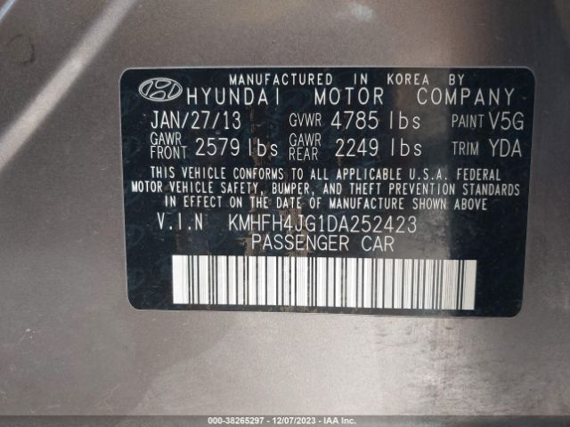 Photo 8 VIN: KMHFH4JG1DA252423 - HYUNDAI AZERA 