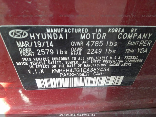 Photo 8 VIN: KMHFH4JG1EA383434 - HYUNDAI AZERA 