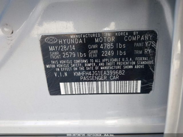 Photo 8 VIN: KMHFH4JG1EA399682 - HYUNDAI AZERA 