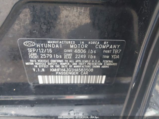 Photo 8 VIN: KMHFH4JG1HA583508 - HYUNDAI AZERA 