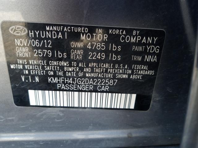 Photo 9 VIN: KMHFH4JG2DA222587 - HYUNDAI AZERA GLS 