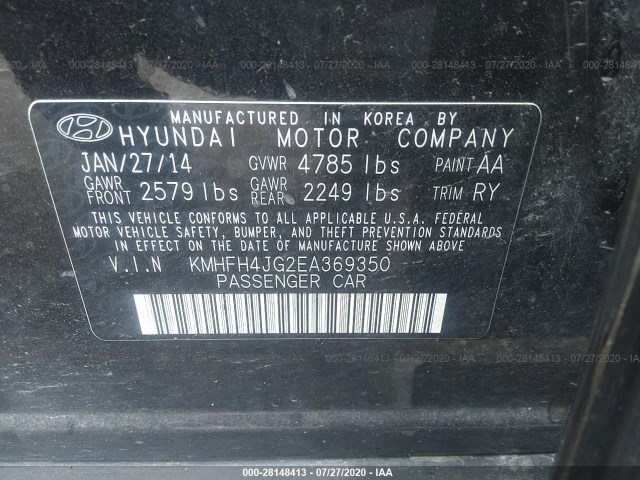 Photo 8 VIN: KMHFH4JG2EA369350 - HYUNDAI AZERA 