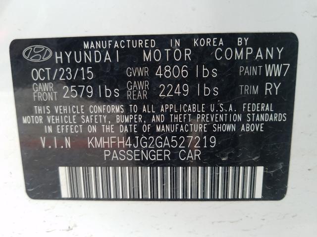 Photo 9 VIN: KMHFH4JG2GA527219 - HYUNDAI AZERA LIMI 