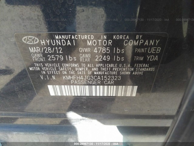 Photo 8 VIN: KMHFH4JG3CA152323 - HYUNDAI AZERA 