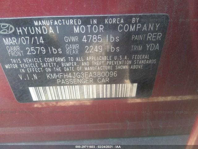 Photo 8 VIN: KMHFH4JG3EA380096 - HYUNDAI AZERA 