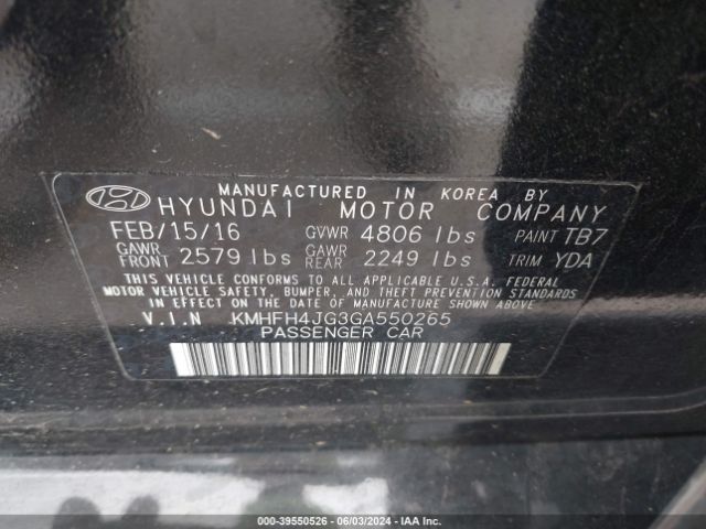 Photo 8 VIN: KMHFH4JG3GA550265 - HYUNDAI AZERA 