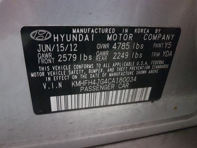 Photo 9 VIN: KMHFH4JG4CA180034 - HYUNDAI AZERA GLS 