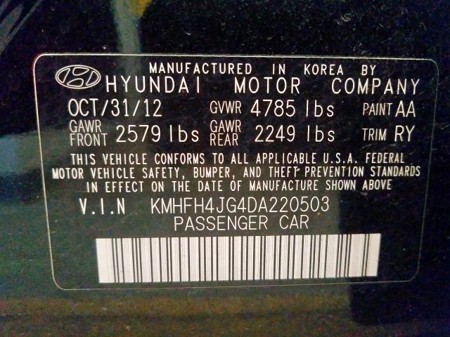 Photo 9 VIN: KMHFH4JG4DA220503 - HYUNDAI AZERA 