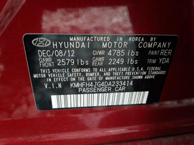 Photo 9 VIN: KMHFH4JG4DA233414 - HYUNDAI AZERA GLS 