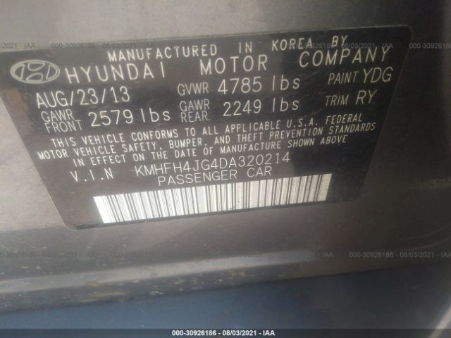 Photo 8 VIN: KMHFH4JG4DA320214 - HYUNDAI AZERA 