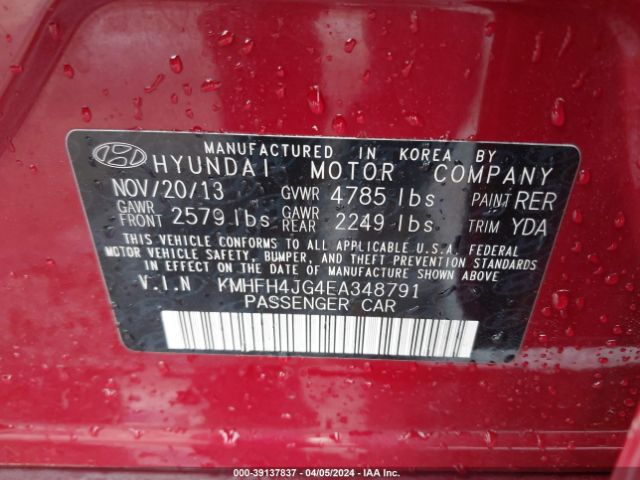 Photo 8 VIN: KMHFH4JG4EA348791 - HYUNDAI AZERA 