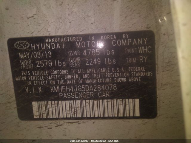 Photo 8 VIN: KMHFH4JG5DA284078 - HYUNDAI AZERA 