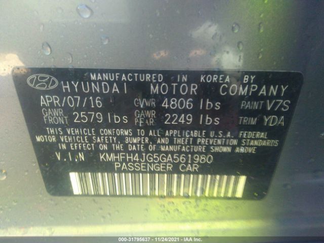 Photo 8 VIN: KMHFH4JG5GA561980 - HYUNDAI AZERA 