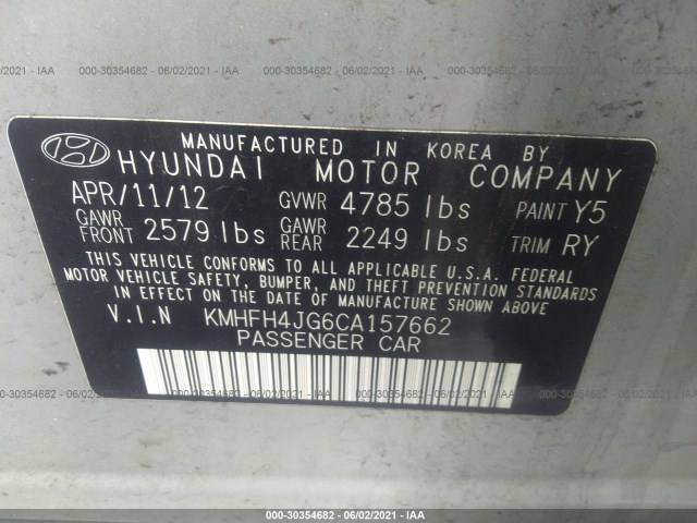 Photo 8 VIN: KMHFH4JG6CA157662 - HYUNDAI AZERA 