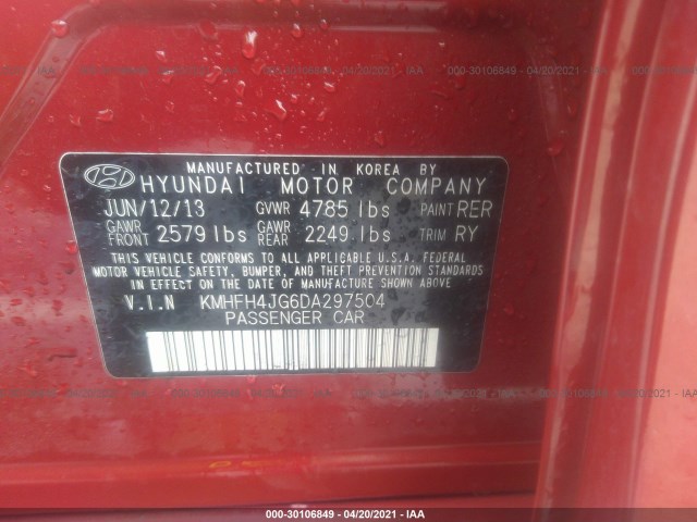 Photo 8 VIN: KMHFH4JG6DA297504 - HYUNDAI AZERA 