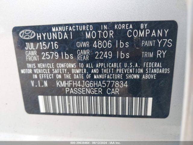 Photo 8 VIN: KMHFH4JG6HA577834 - HYUNDAI AZERA 