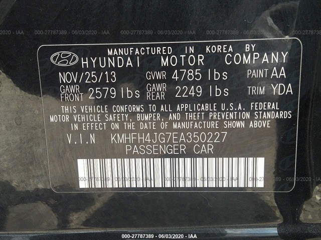 Photo 8 VIN: KMHFH4JG7EA350227 - HYUNDAI AZERA 