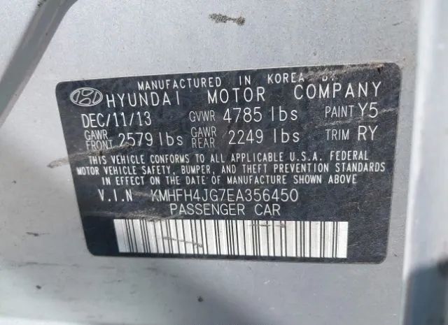 Photo 8 VIN: KMHFH4JG7EA356450 - HYUNDAI AZERA 