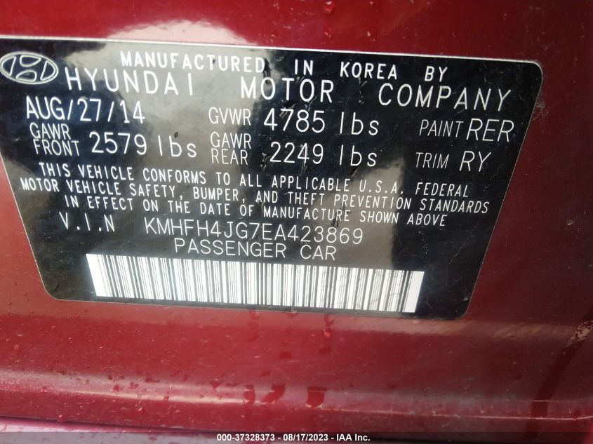 Photo 8 VIN: KMHFH4JG7EA423869 - HYUNDAI AZERA 