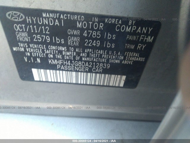 Photo 8 VIN: KMHFH4JG8DA212839 - HYUNDAI AZERA 