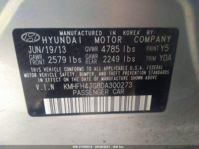 Photo 8 VIN: KMHFH4JG8DA300273 - HYUNDAI AZERA 