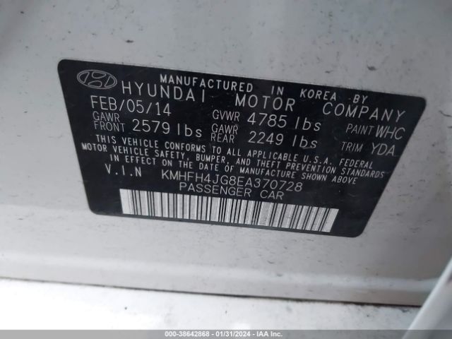 Photo 8 VIN: KMHFH4JG8EA370728 - HYUNDAI AZERA 