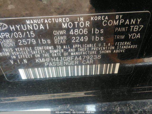 Photo 8 VIN: KMHFH4JG8FA479238 - HYUNDAI AZERA 