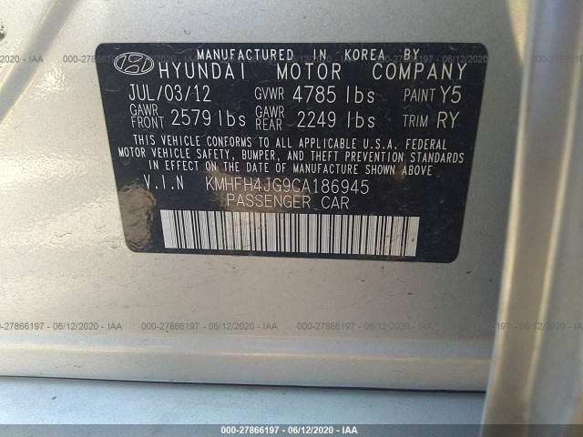 Photo 8 VIN: KMHFH4JG9CA186945 - HYUNDAI AZERA 