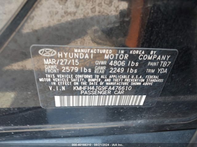 Photo 8 VIN: KMHFH4JG9FA476610 - HYUNDAI AZERA 