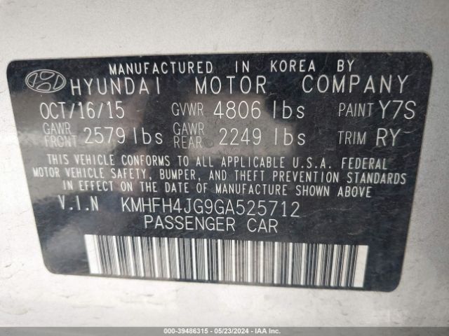 Photo 8 VIN: KMHFH4JG9GA525712 - HYUNDAI AZERA 