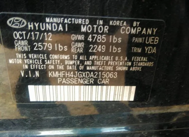 Photo 8 VIN: KMHFH4JGXDA215063 - HYUNDAI AZERA 