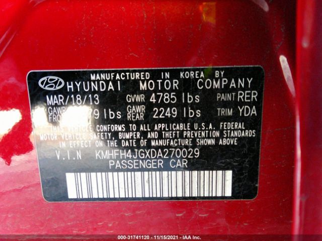 Photo 8 VIN: KMHFH4JGXDA270029 - HYUNDAI AZERA 