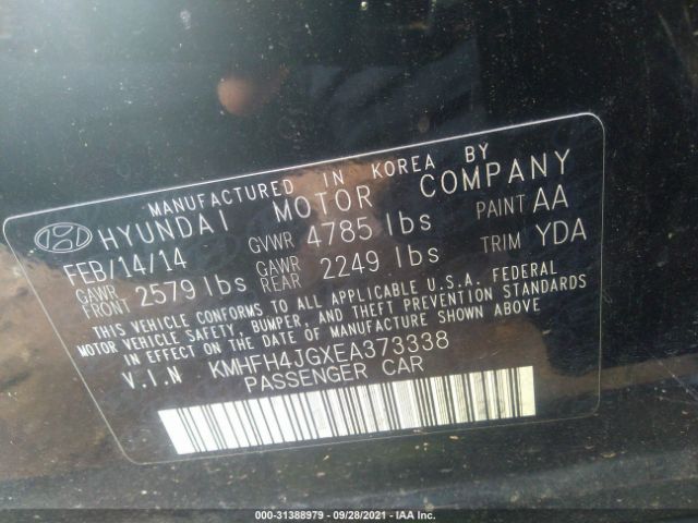 Photo 8 VIN: KMHFH4JGXEA373338 - HYUNDAI AZERA 