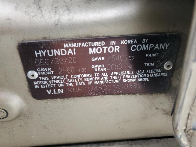 Photo 11 VIN: KMHFU45D31A108864 - HYUNDAI GRANDEUR 