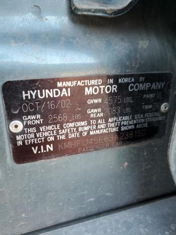 Photo 12 VIN: KMHFU45E63A238150 - HYUNDAI GRANDEUR 