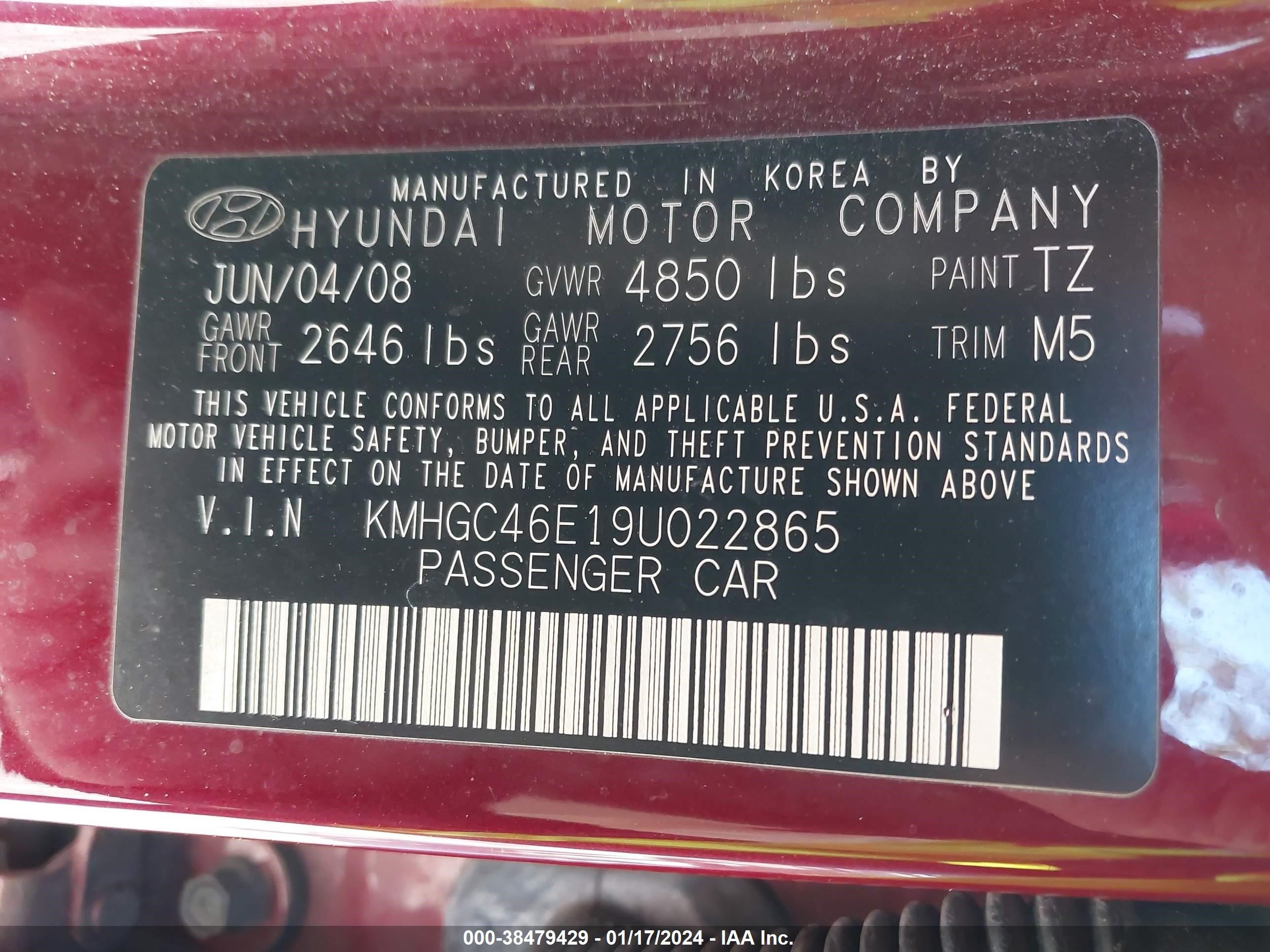 Photo 8 VIN: KMHGC46E19U022865 - HYUNDAI GENESIS 