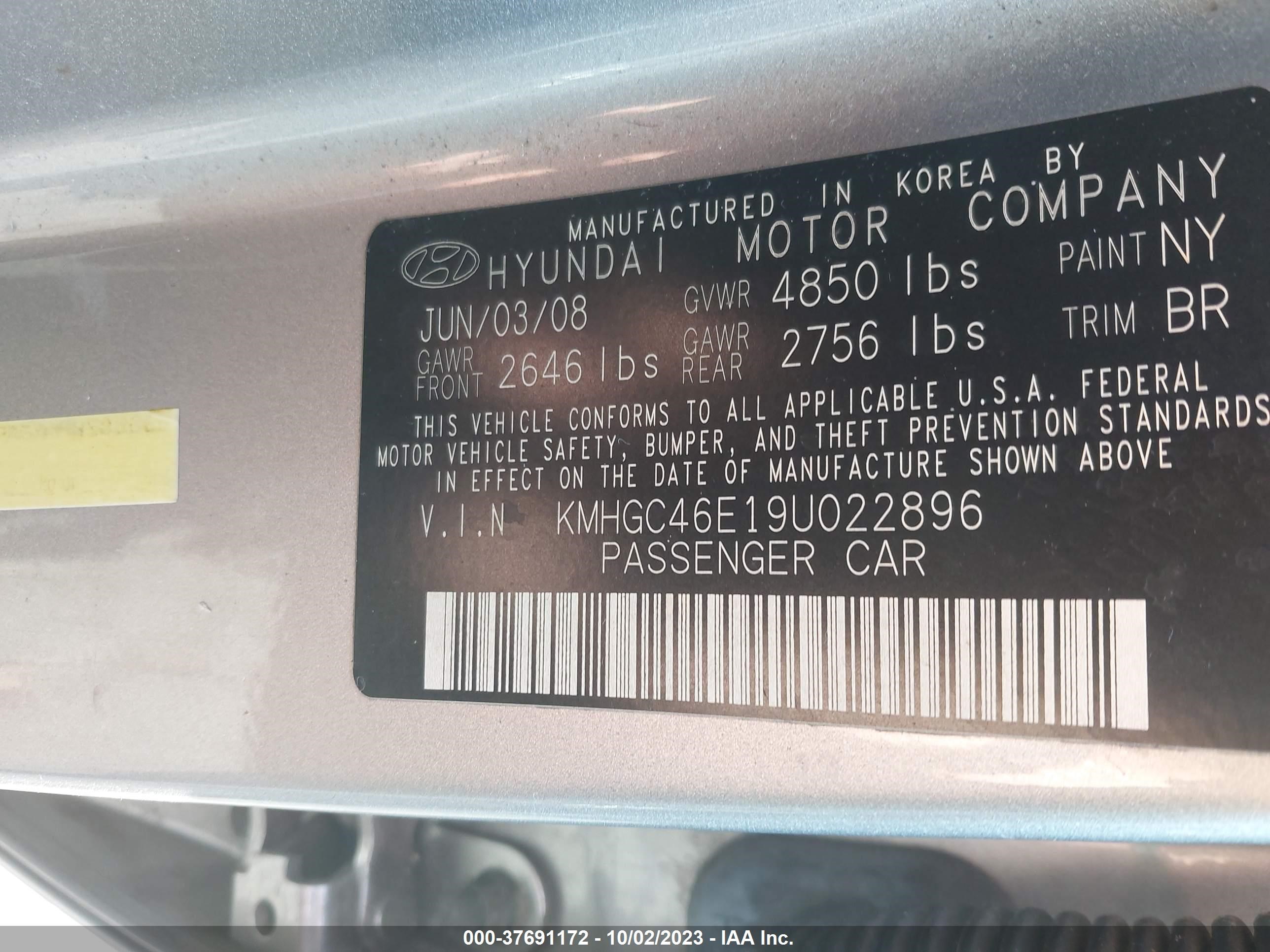 Photo 8 VIN: KMHGC46E19U022896 - HYUNDAI GENESIS 