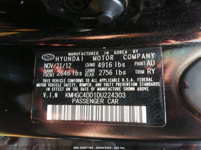 Photo 8 VIN: KMHGC4DD1DU224303 - HYUNDAI GENESIS 