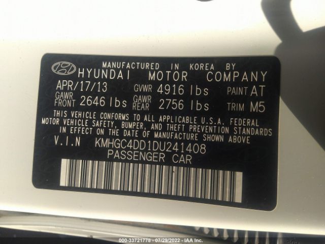 Photo 8 VIN: KMHGC4DD1DU241408 - HYUNDAI GENESIS 