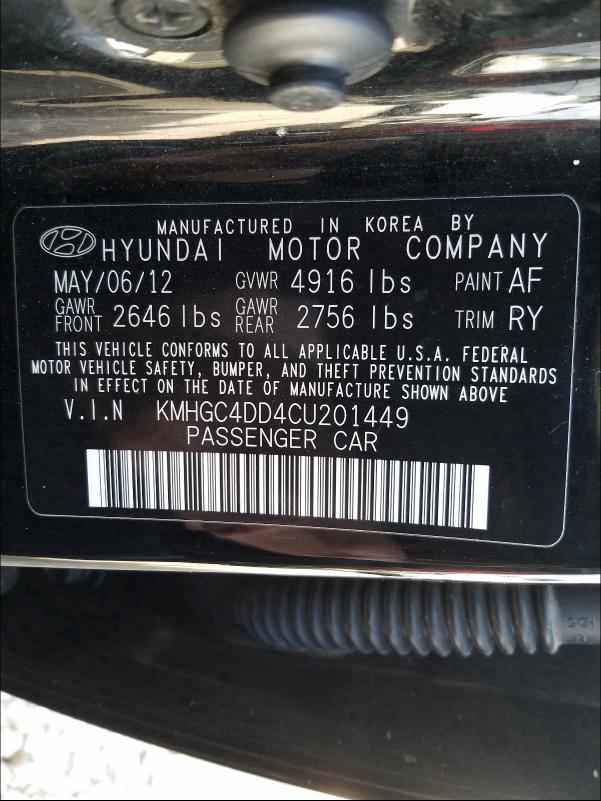 Photo 9 VIN: KMHGC4DD4CU201449 - HYUNDAI GENESIS 3. 