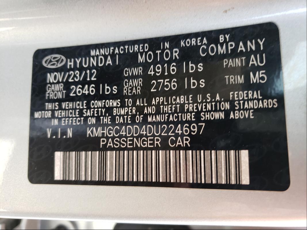 Photo 9 VIN: KMHGC4DD4DU224697 - HYUNDAI GENESIS 3. 