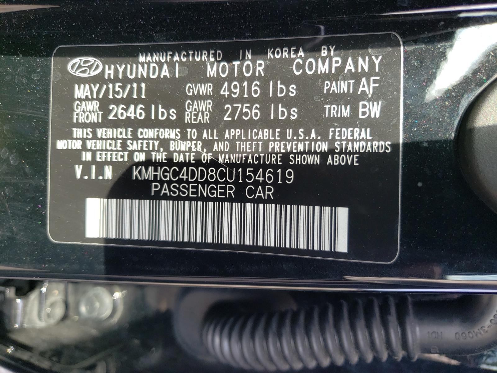 Photo 9 VIN: KMHGC4DD8CU154619 - HYUNDAI GENESIS 3. 