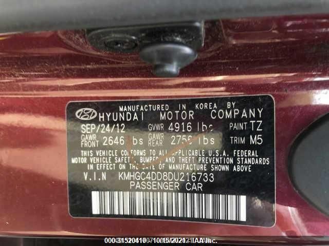 Photo 8 VIN: KMHGC4DD8DU216733 - HYUNDAI GENESIS 