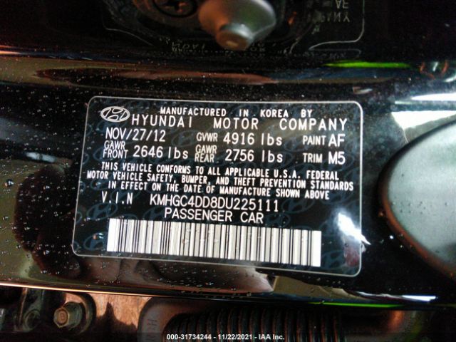 Photo 8 VIN: KMHGC4DD8DU225111 - HYUNDAI GENESIS 