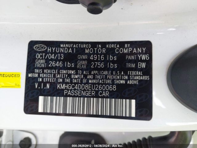 Photo 8 VIN: KMHGC4DD8EU260068 - HYUNDAI GENESIS 