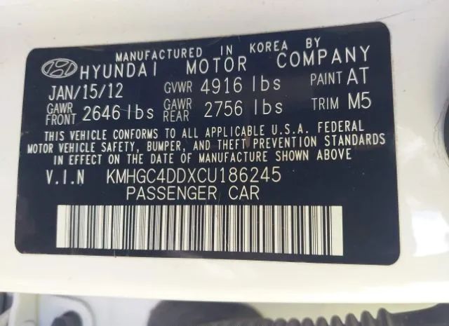 Photo 8 VIN: KMHGC4DDXCU186245 - HYUNDAI GENESIS 